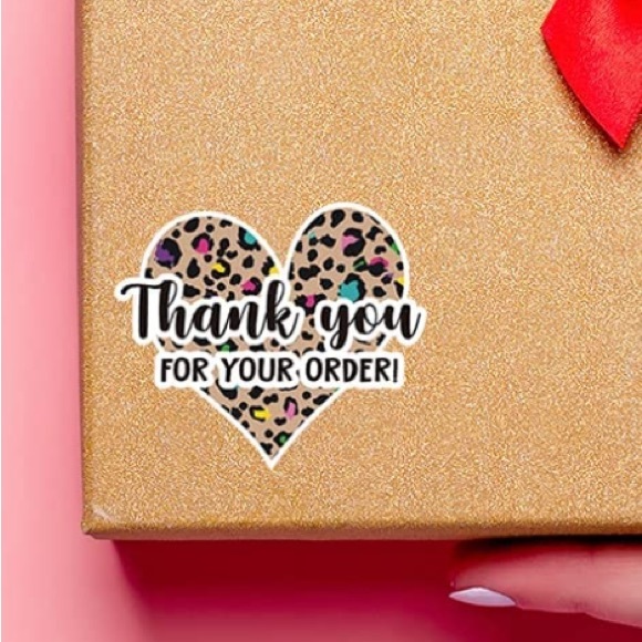 LAST SET 🐆50 Cheetah print Heart - thank you stickers - Picture 3 of 3
